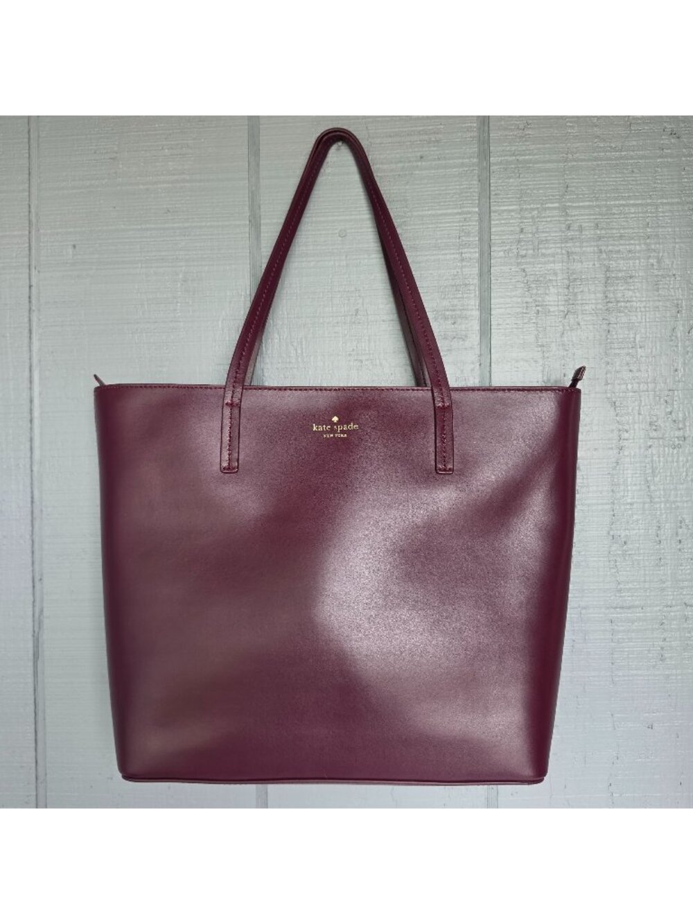 Kate Spade New York Burgundy Leather Tote Bag Quiet Luxury Dark Academia Work